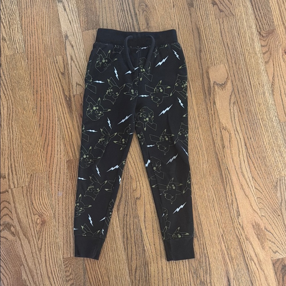 Kids Black Graphic Jogger Pants - Lightning Print